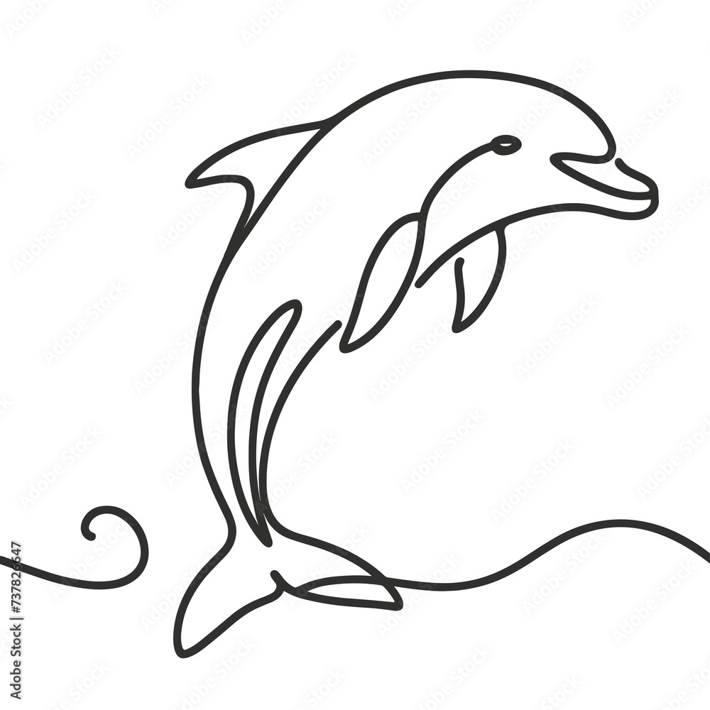 Obraz premium Dolphin in line drawing style