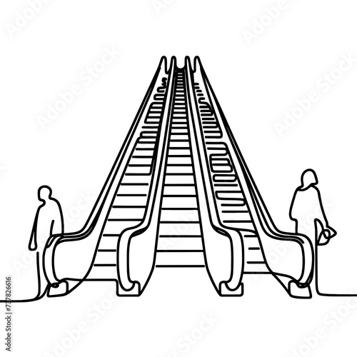 Escalator in a line drawing style