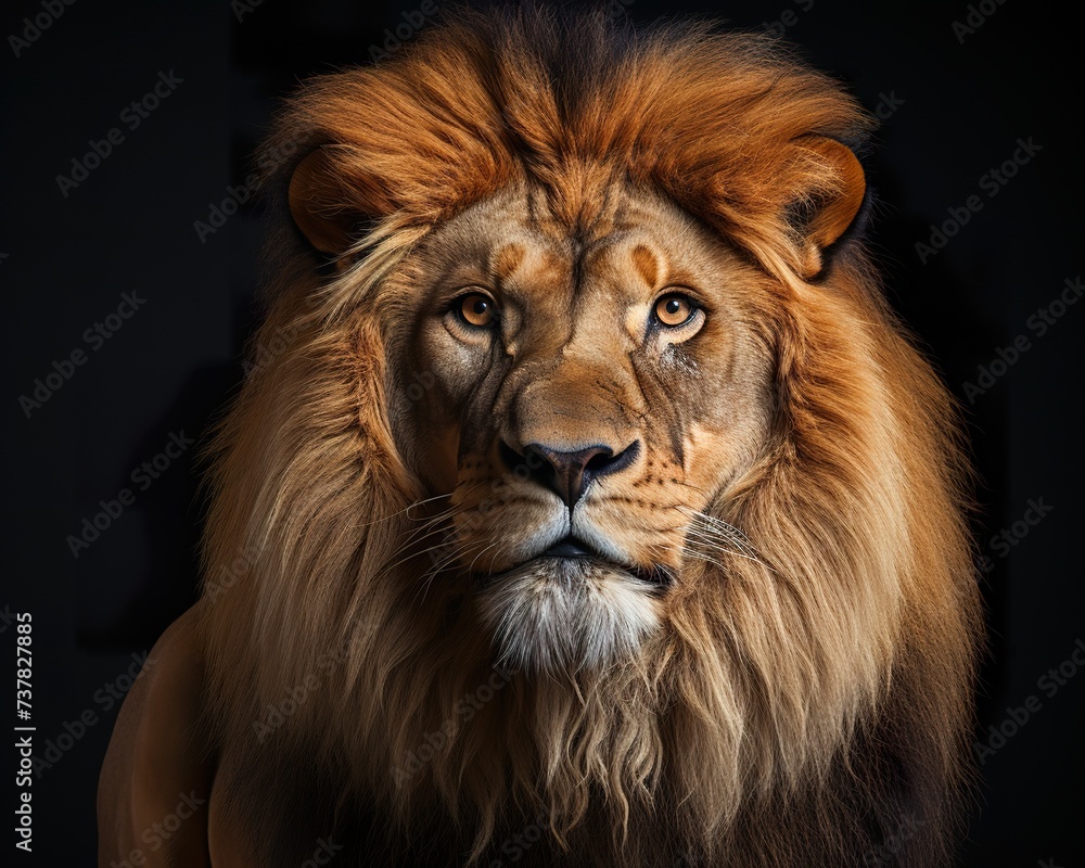 African Lion , blank templated, rule of thirds, space for text, isolated white background