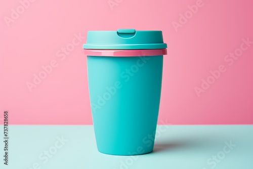 Cheerful hands holding a blue coffee cup, symbolizing positivity and resilience against blue monday photo