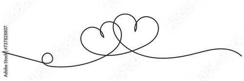 Love border with heart shapes on isolated background. Valentine's Day border.