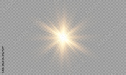 Light Vector with Sun Glare. Sun, Sunrays, and Glare in PNG Format. Gold Flare and Glare.	
