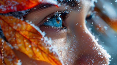 close up of a eye of a person when autumn meets winter © Davy