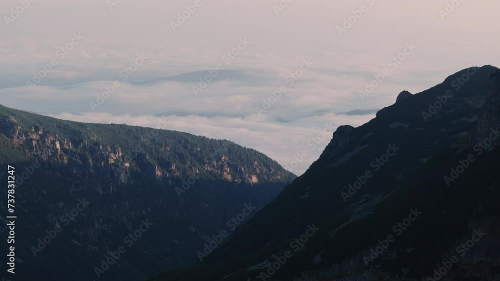 Majestic View Of Rila Mountain Range From Malyovitsa Peak In Bulgaria. Aerial Wide Shot Majestic View Of Rila Mountain Range From Malyovitsa Peak In Bulgaria. Aerial Wide Shot