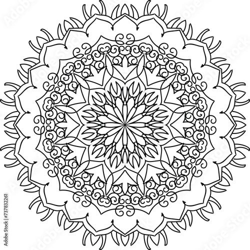 Flower Mandala. Vintage decorative elements. Oriental pattern, vector illustration. Islam, Arabic, Indian, Moroccan, Spanis, Turkish, Pakistani, Chinese, mystic, and Ottoman motifs. Coloring book page