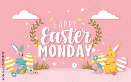 celebrated Easter monday poster template design with egg background