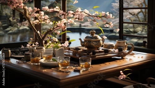 A traditional tea ceremony with delicate tea sets © Mahenz