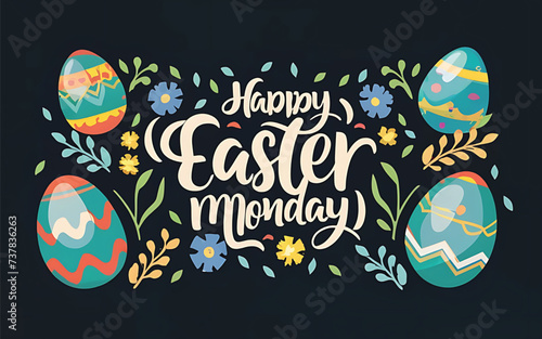 celebrated Easter monday poster template design with egg background