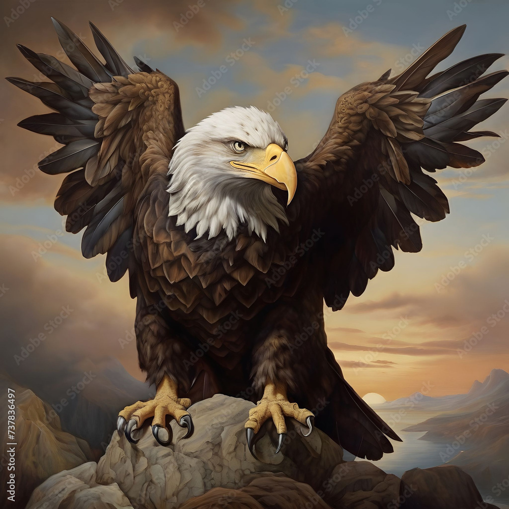Fototapeta premium American Bald Eagle, Angry Eagle