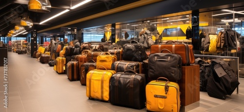 rows of suitcases in the shop