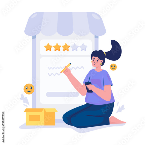 Write a feedback comment and give a 3-star rating illustration