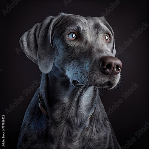 Blue Lacy Dog Intense Gaze in Artistic Studio Portrait