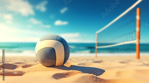 Beach volleyball background, sport combination of volleyball on the beach