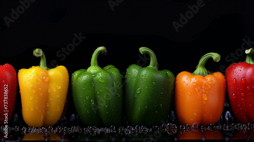 red and yellow peppers on black