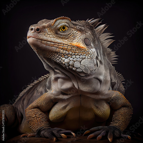 Majestic Iguana Portrait in Dramatic Studio Lighting