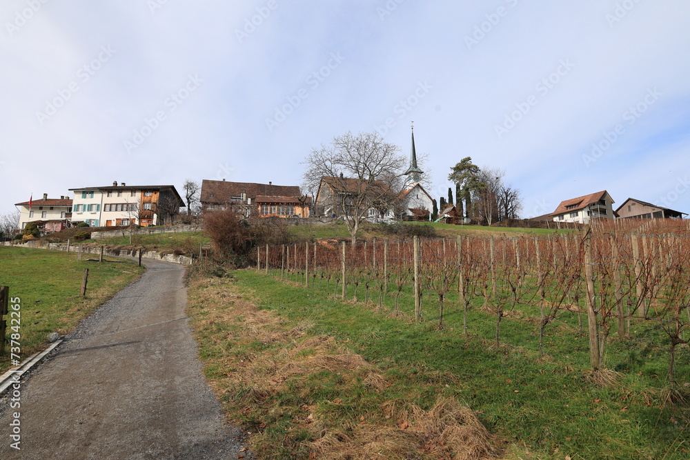 Blick auf die Gemeinde Seegräben im Kanton Zürich in der Schweiz Blick auf die Gemeinde Seegräben im Kanton Zürich in der Schweiz