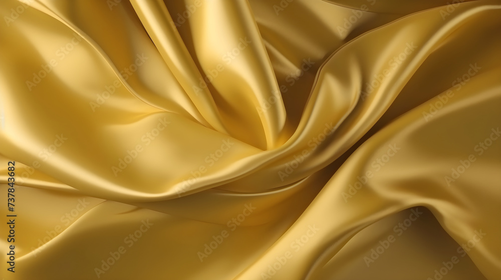 Fototapeta premium Wave texture silk abstract fabric. Gold unique background
