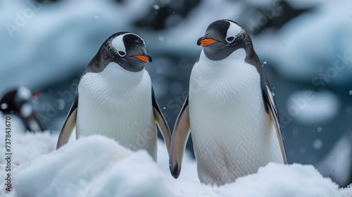 Penguins in Antarctica  Adorable penguins in their natural habitat  conveying the charm of these resilient birds.