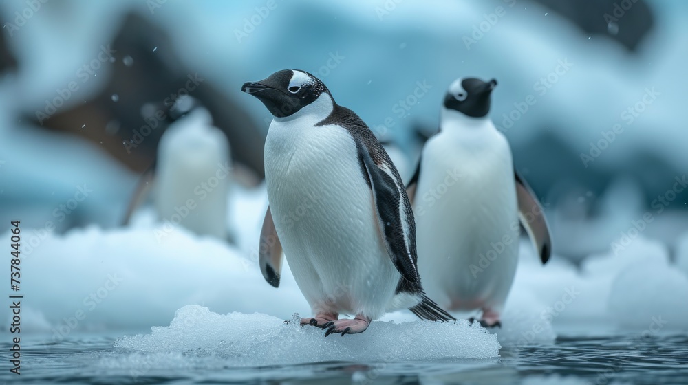 Penguins in Antarctica: Adorable penguins in their natural habitat, conveying the charm of these resilient birds.