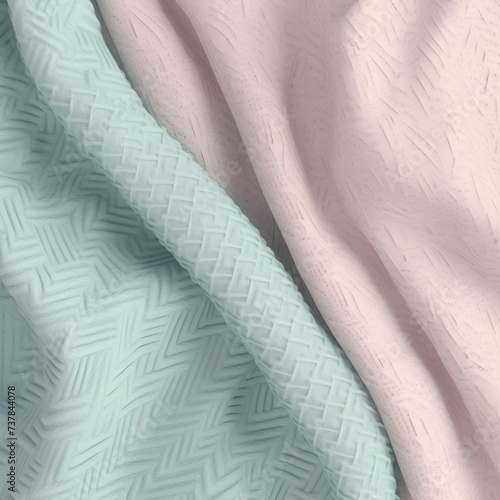 Wave texture silk abstract fabric. Pink, green