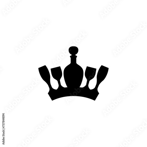 bottle and glass, crown or tiara,　 vector symbol design