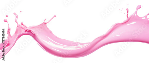 Splash of pink milky liquid similar to smoothie, yogurt or cream, cut out photo
