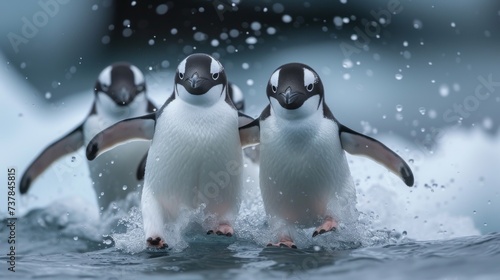 Penguins in Antarctica  Adorable penguins in their natural habitat  conveying the charm of these resilient birds.