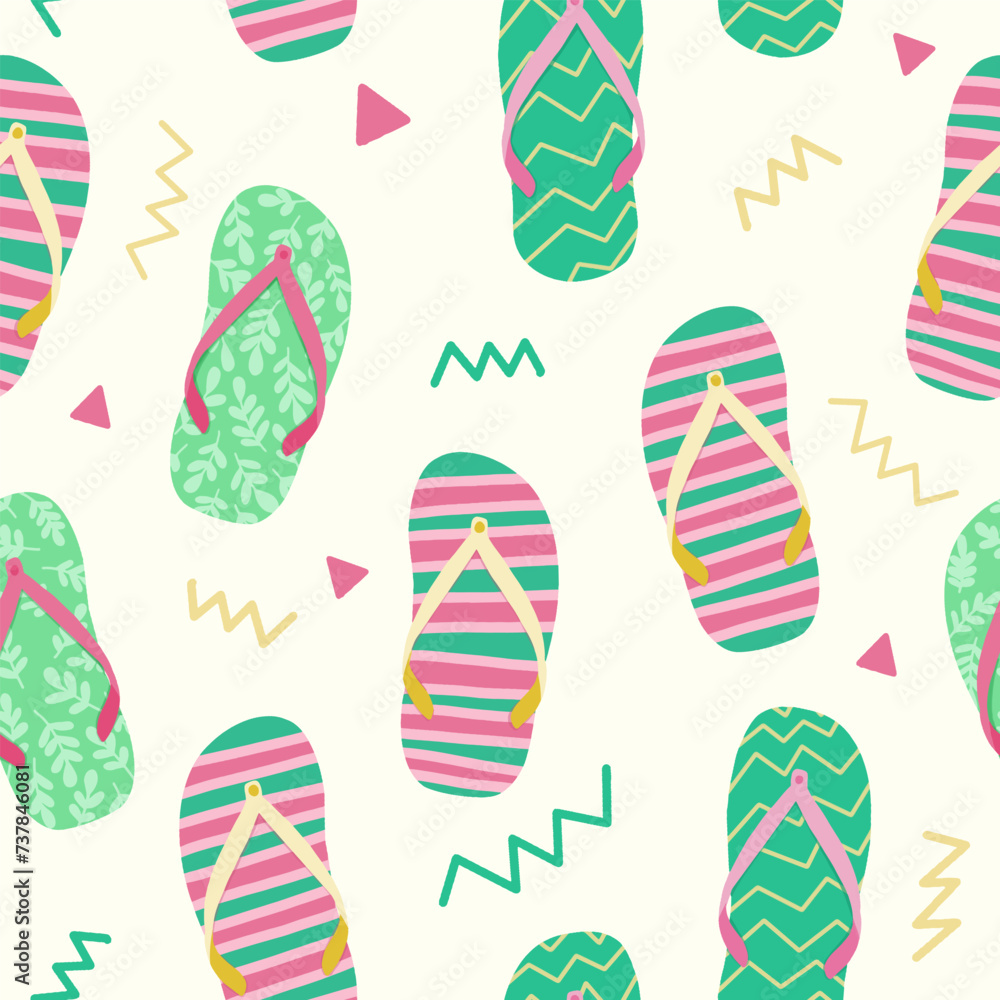 Slipper summer beach seamless pattern pattern