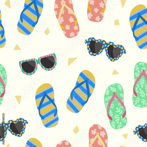 Slipper summer beach seamless pattern pattern