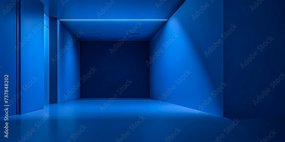 Empty geometrical Room in blue Colors with beautiful Lighting. Futuristic Background for Product display . Empty geometrical Futuristic blue Background for Product display Empty geometrical Room in blue Colors with beautiful Lighting. Futuristic Background for Product display . Empty geometrical Futuristic blue Background for Product display