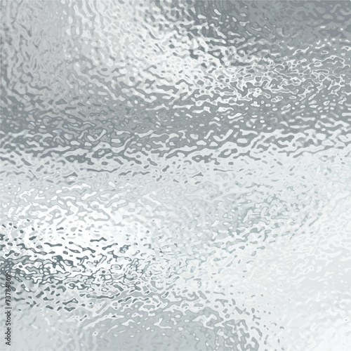 Transparent texture of matte white and grey frosted glass, blur silver foil effect. Stained glass decorative background. Vector
