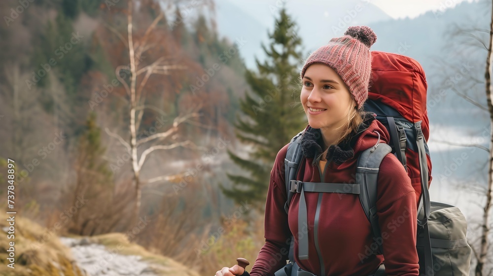 Female hiker in the beatiful nature of Bavaria, Germany.