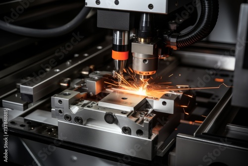 Laser initiates precise material processing for highly accurate cuts or engravings