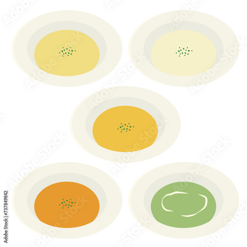 皿に盛ったポタージュのイラスト