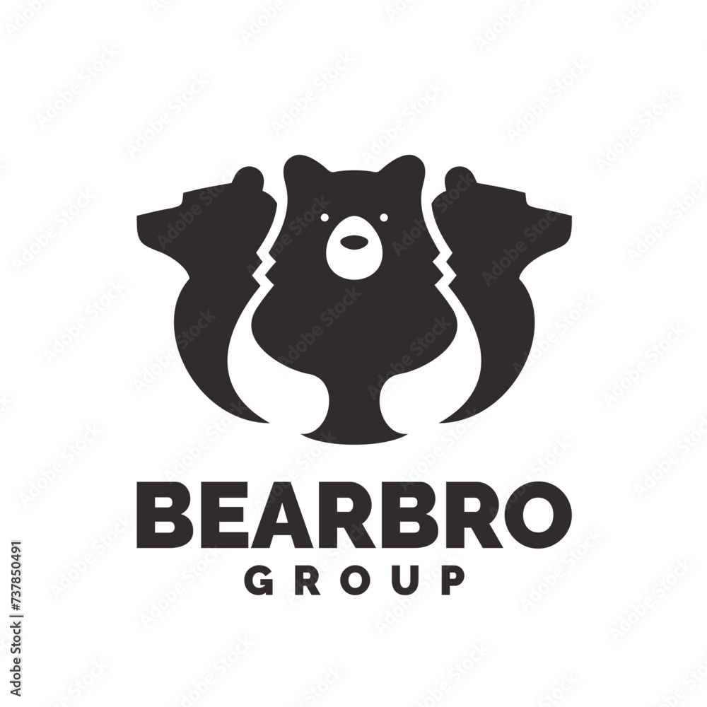 Obraz premium bear negative space logo. Smart clean and modern logo design inspiration