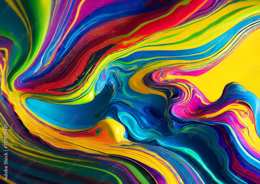 Obraz premium 流動的でカラフルな液体