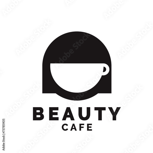 Beauty woman coffee cafe negative space logo. Smart clean and modern logo design inspiration