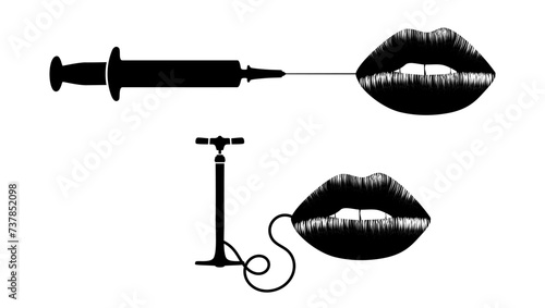 lip filler emblem, black isolated silhouette