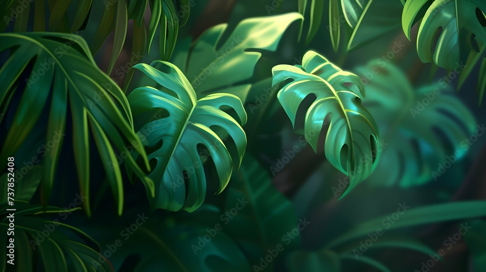 a tropical green leaf Monstera background a tropical green leaf Monstera background