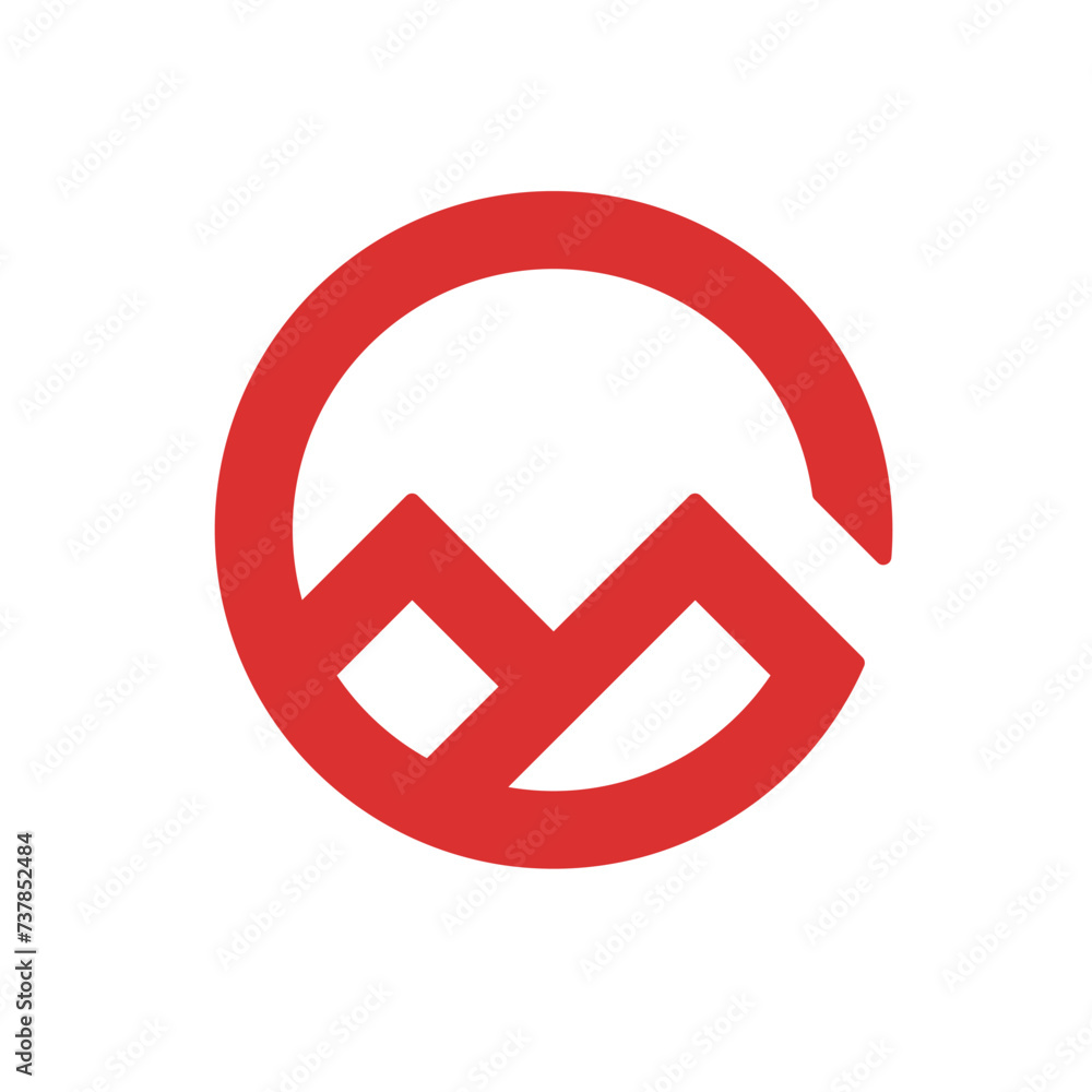 mountain circle line art logo. Smart clean and modern logo design inspiration mountain circle line art logo. Smart clean and modern logo design inspiration