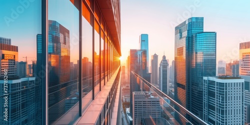 Modern building with sunset view skyline 