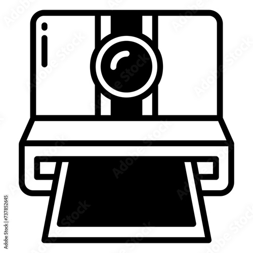 polaroid camera glyph and line vector illustration