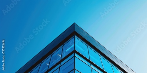 Modern building with a blue sky triangle building rising 