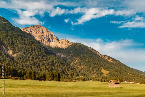 Alpine summer view near Bichlbach, Reutte, Tyrol, Austria