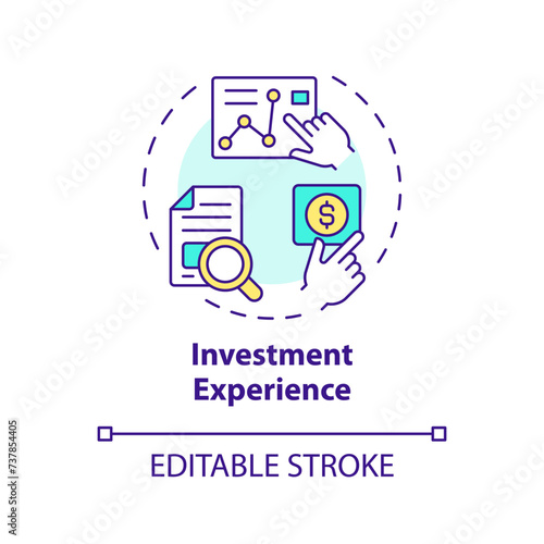 Investment experience multi color concept icon. Passive investment options. P2P lending advantages for investors. Round shape line illustration. Abstract idea. Graphic design. Easy to use in marketing