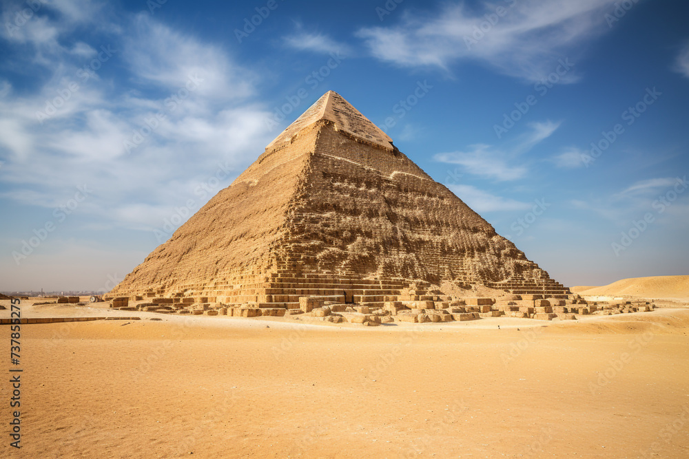 Great Pyramid ancient on desert famous landmark Great Pyramid ancient on desert famous landmark