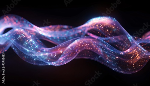 cosmic neon waves with glittering stardust