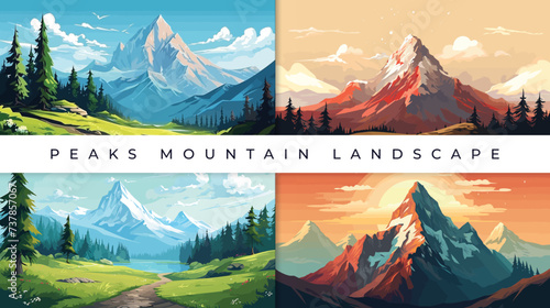 Peak Mountain landscape vector illustration background