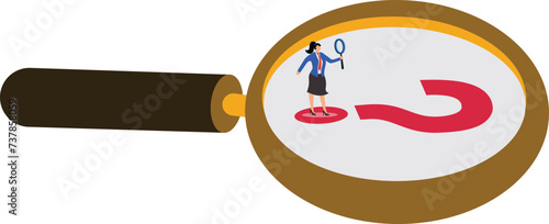 Magnifying glass, Asking, Suspicion, Question Mark, Business, Businesswoman