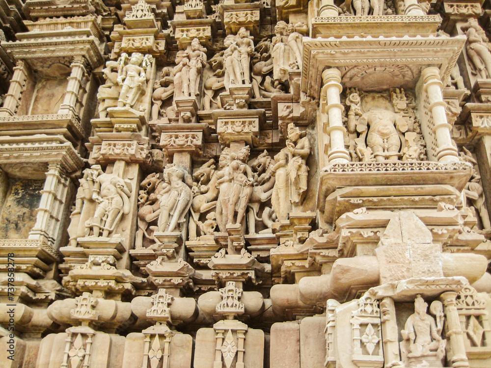 photo of khajuraho sculpture in india photo of khajuraho sculpture in india